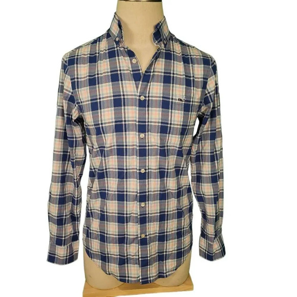 Vineyard Vines Belmond Plaid Classic Fit On‎ The Go Performance Tucker Shirt Sml - Picture 1 of 4